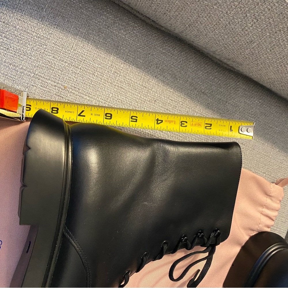 Stuart Weitzman Black Leather Lace-Up Boots